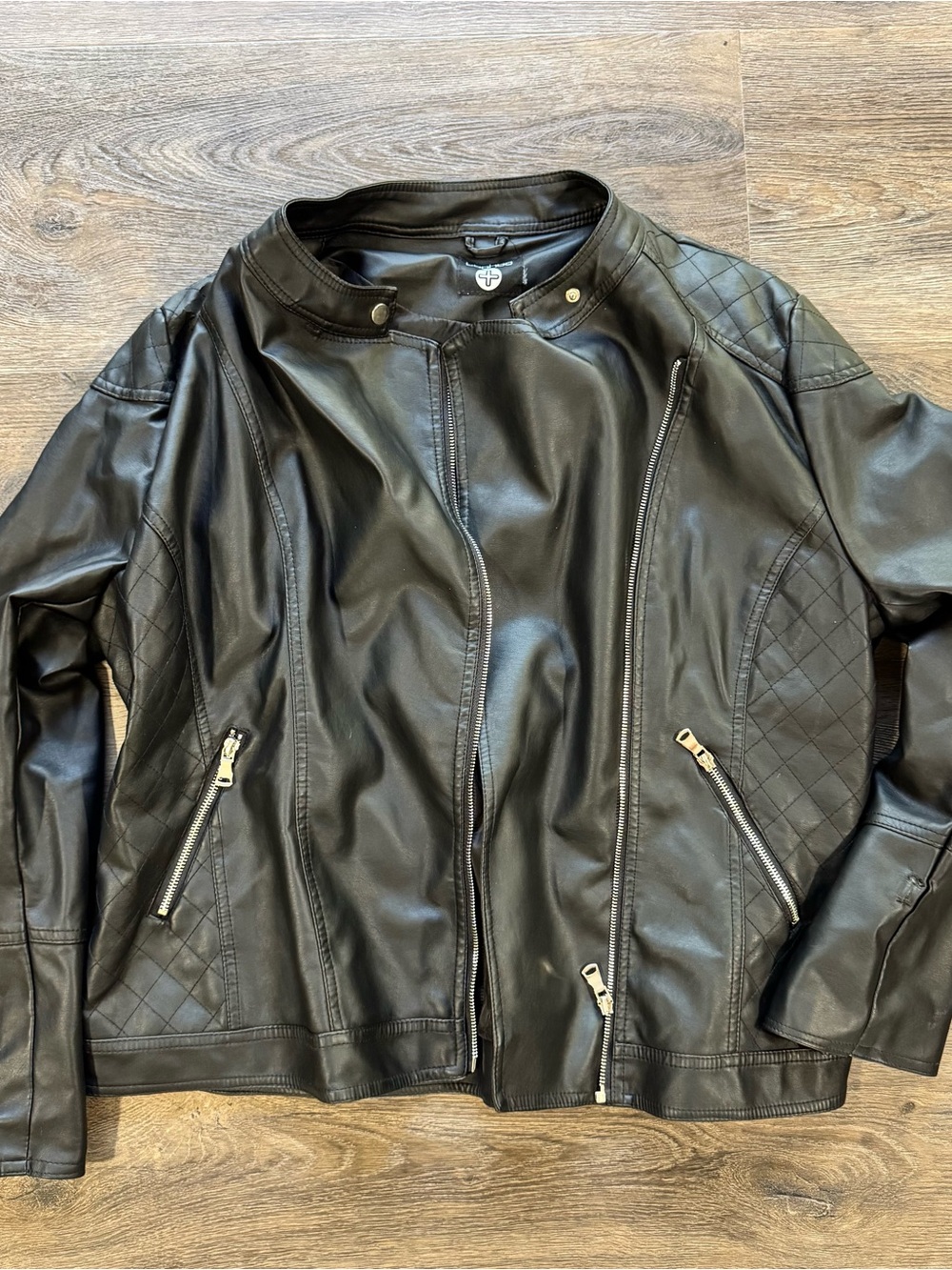 BooHoo- Women’s Black Faux Leather Moto Jacket